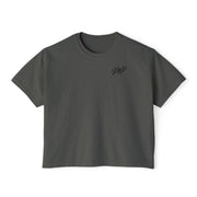 Women's Boxy Tee — "Pray Then Press" Minimal Script Cropped T-Shirt