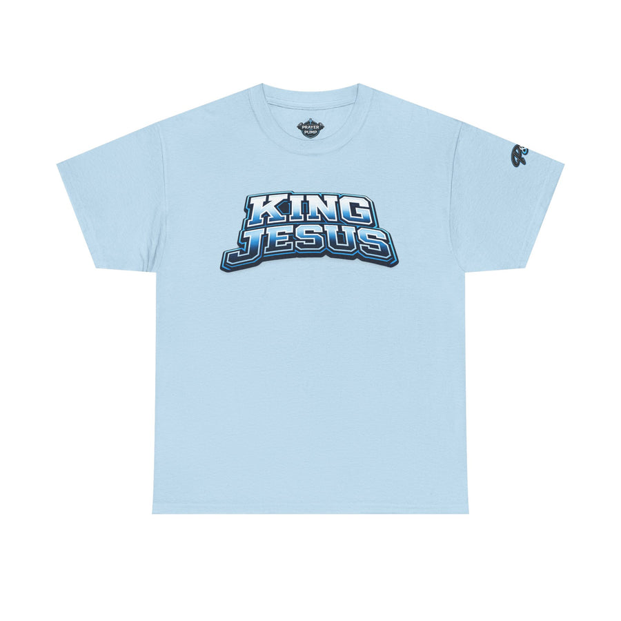 Blue King Jesus T‑Shirt — Bold Retro Christian Tee