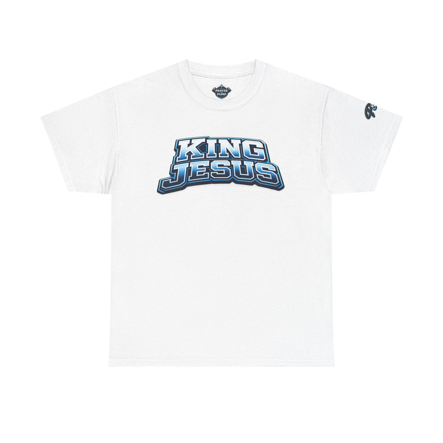 Blue King Jesus T‑Shirt — Bold Retro Christian Tee