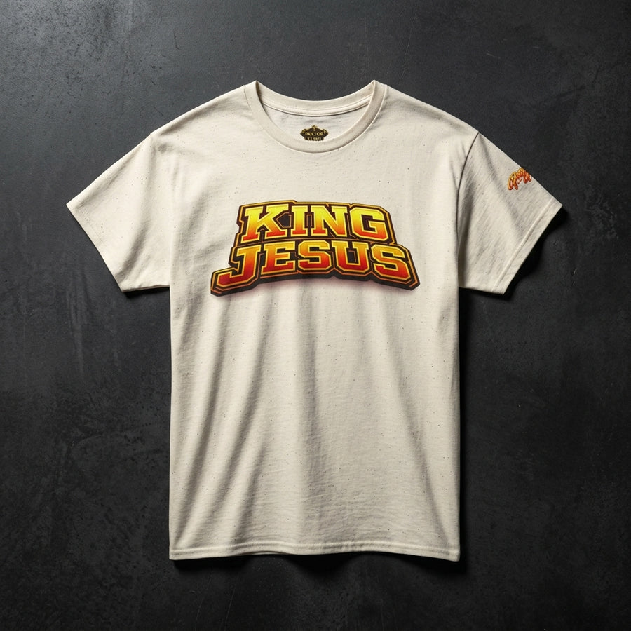 Orange King Jesus T‑Shirt — Bold Retro Christian Tee