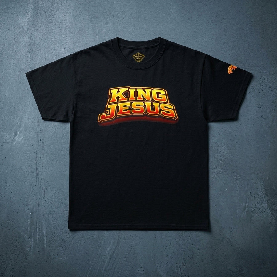 Orange King Jesus T‑Shirt — Bold Retro Christian Tee