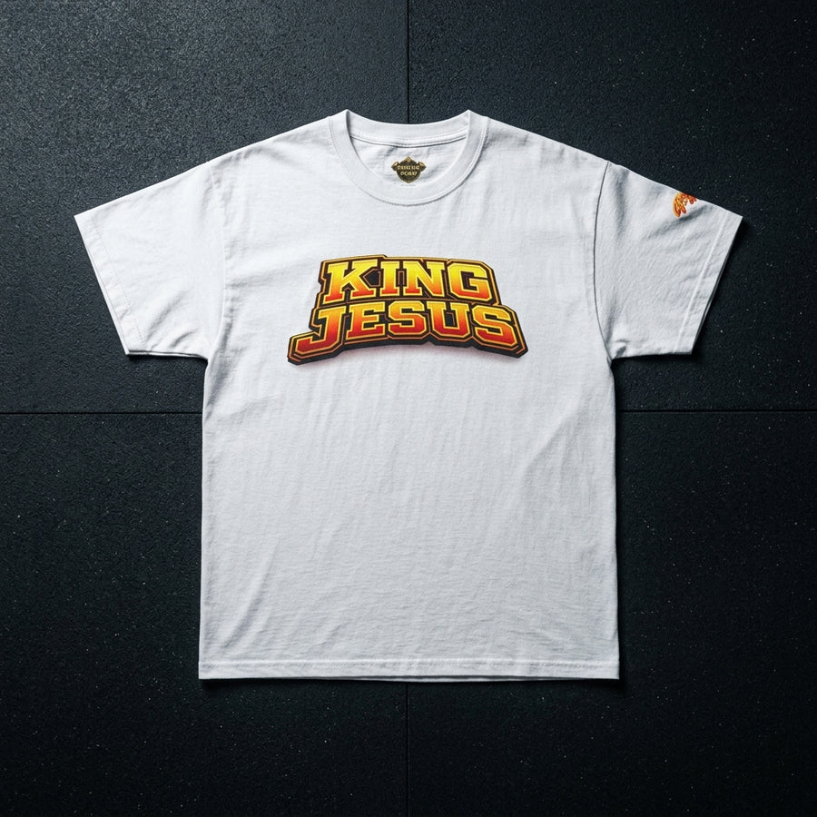 Orange King Jesus T‑Shirt — Bold Retro Christian Tee